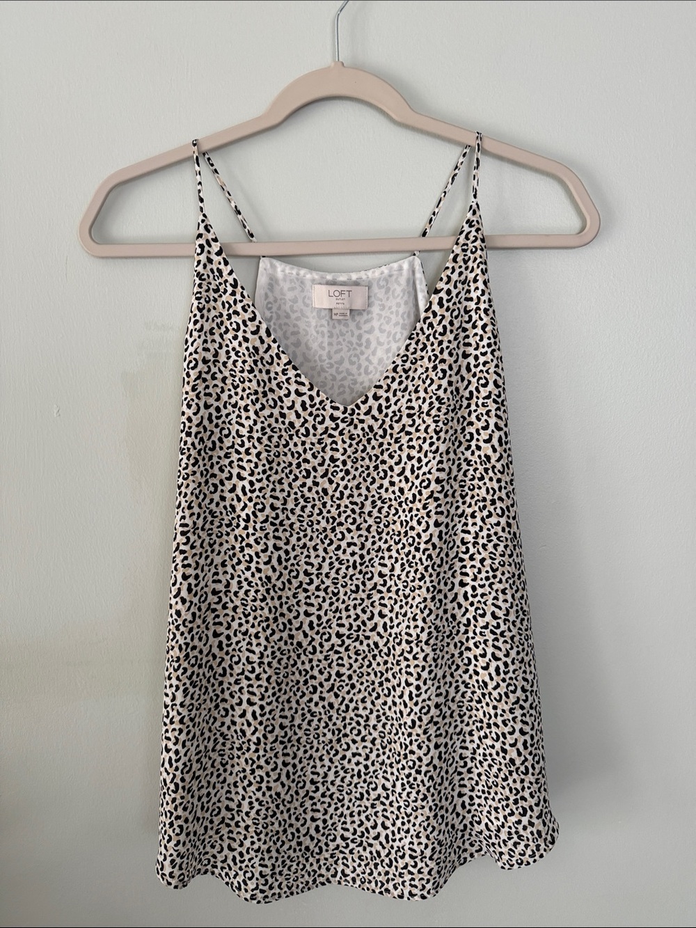 LOFT Animal Print Slip Tank - Cream & Black